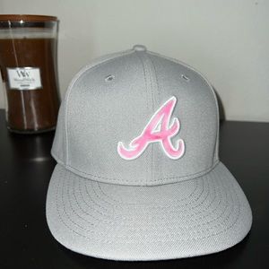Gray and pink Atlanta Braves Hat